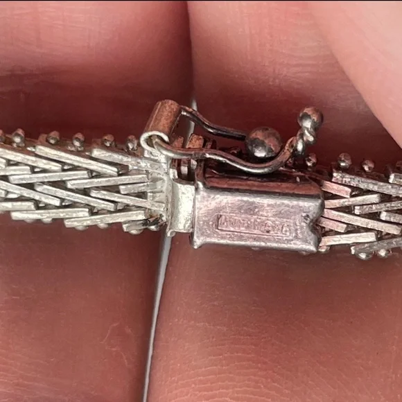 Vintage Sterling Silver 925 Italy Herringbone Bracelet - Picture 9 of 15